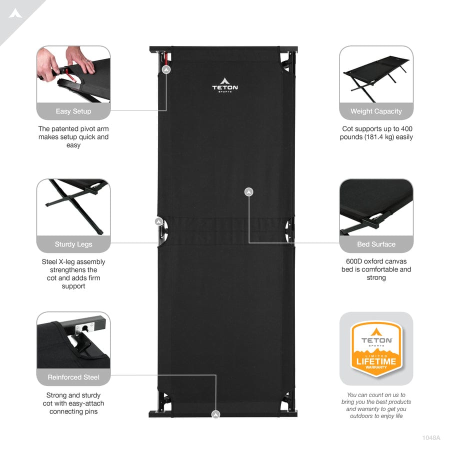 Camp Cots with Pivot Arm