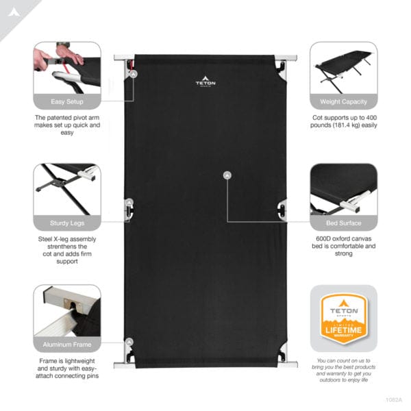 Camp Cots with Pivot Arm